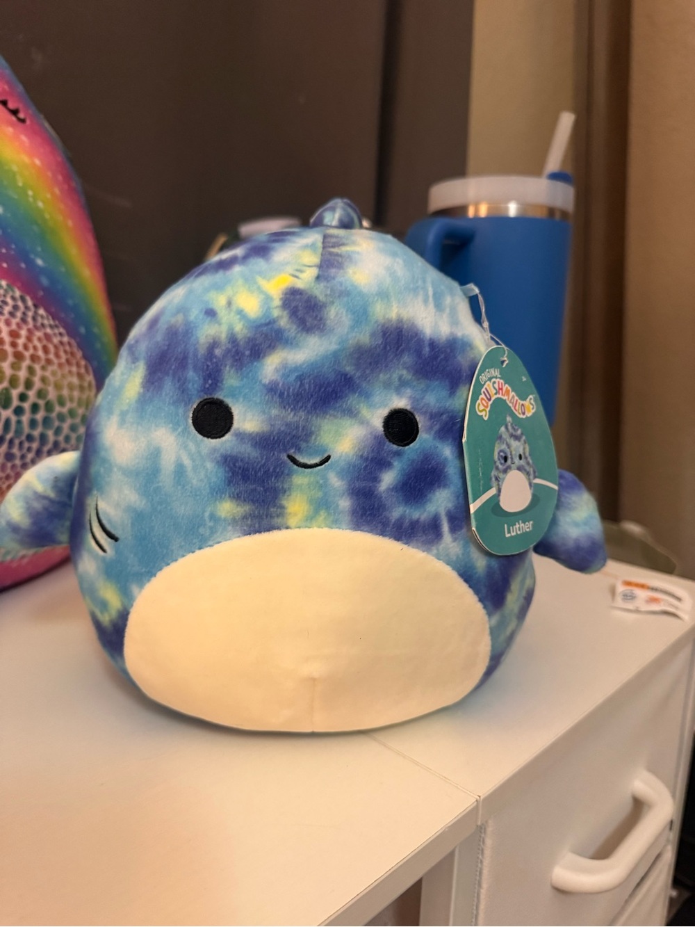 Squishmallows Tie-Dye Narwhal Plush - Blue Yellow Cream